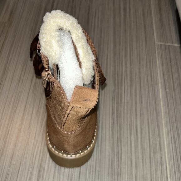 Steve Madden Woman’s Rainier Cognac Suede Leather Lace-Up Platform Ankle Boots - Picture 7 of 10